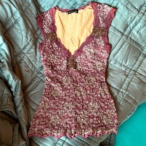 Ann Ferriday cami top embroidered with sequins applicatiins. Size Sm or M